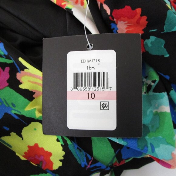 Ellen Tracy Womens Bright Multi-Color Floral Faux Wrap Sheath Dress Size 10 - Picture 9 of 11